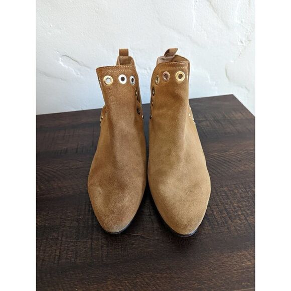 Sam Edelman Caramel Brown Grommet Studded Ankle Bootie Shoes Size 7 - Picture 3 of 11